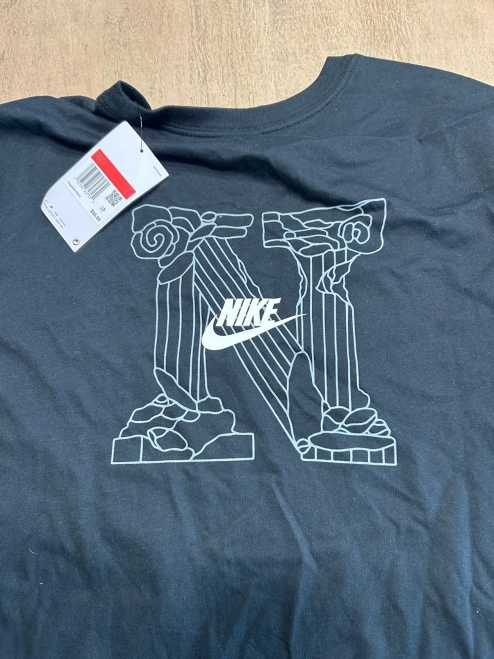 Nike Black Short-Sleeve Tee with Architectural Back Graphic